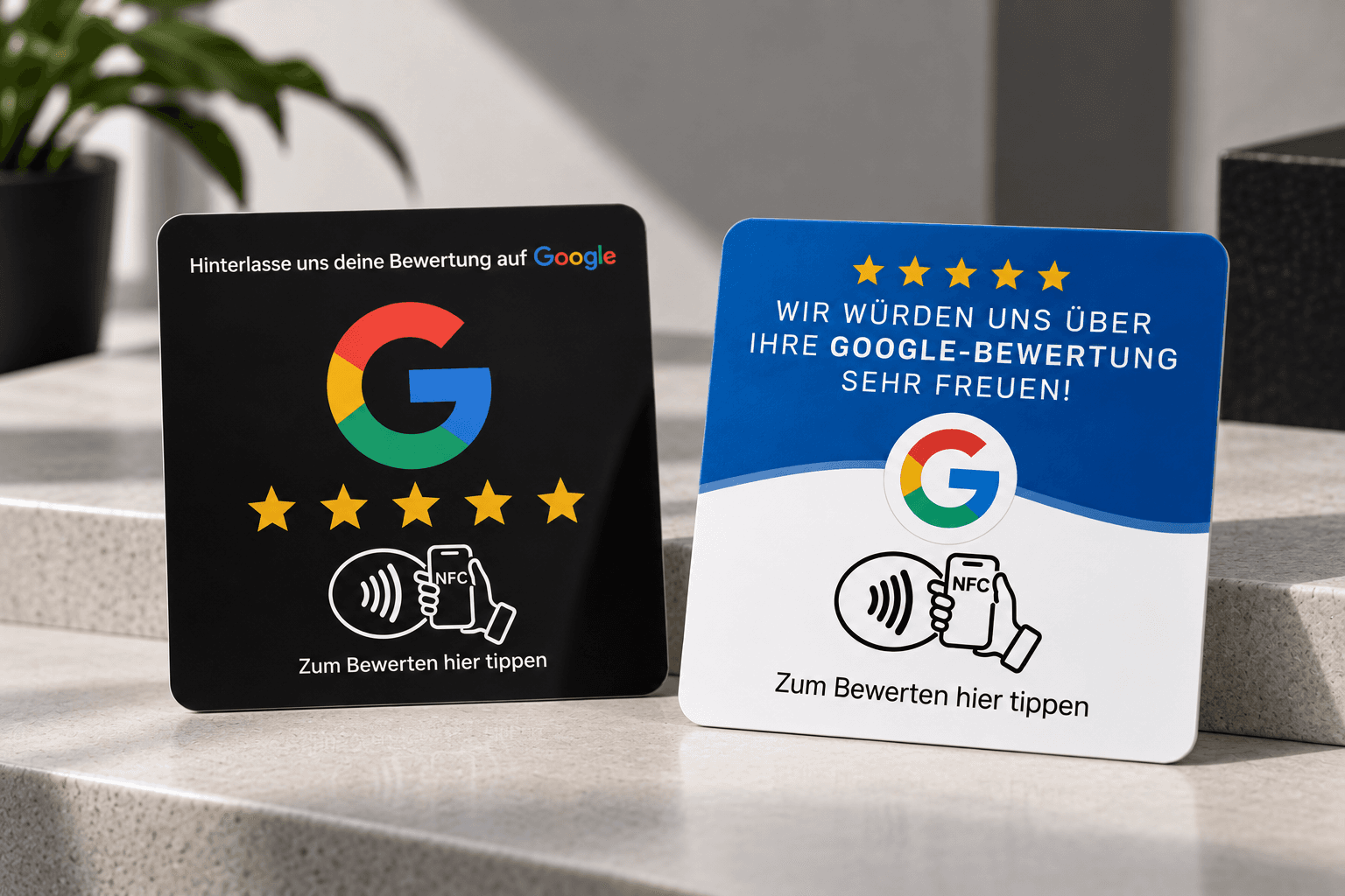 Google Bewertungskarte von Majestic-Webs – NFC-Karte in Schwarz und Blau zum Sammeln von Google-Rezensionen