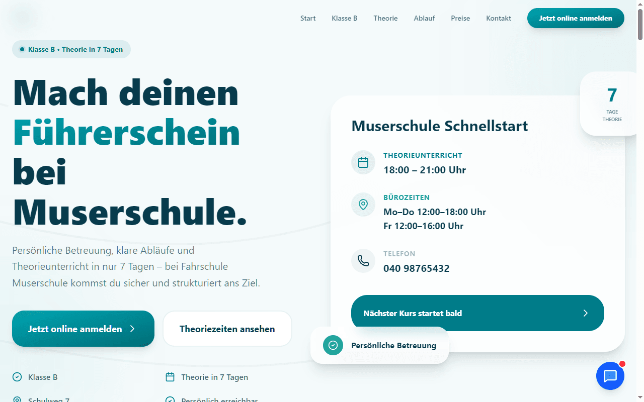 Vorschau der Website Musterfahrschule